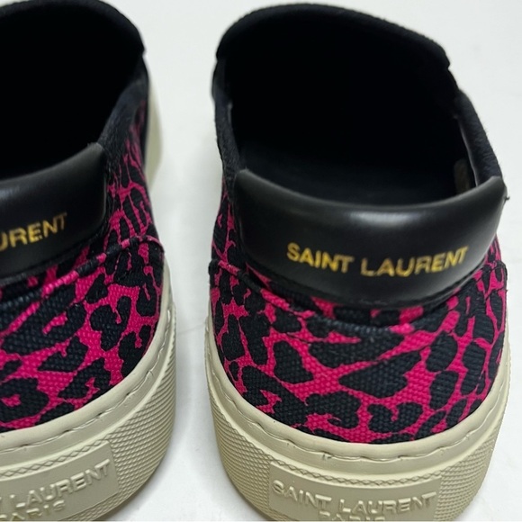 Saint Laurent Venice Fuchsia Pink & Black Leopard Slip-On Shoes Size 38.5 (8.5) - Picture 9 of 15